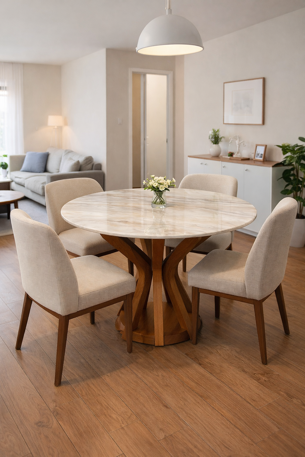 MESA DE COMEDOR DE MÁRMOL CALACATTA