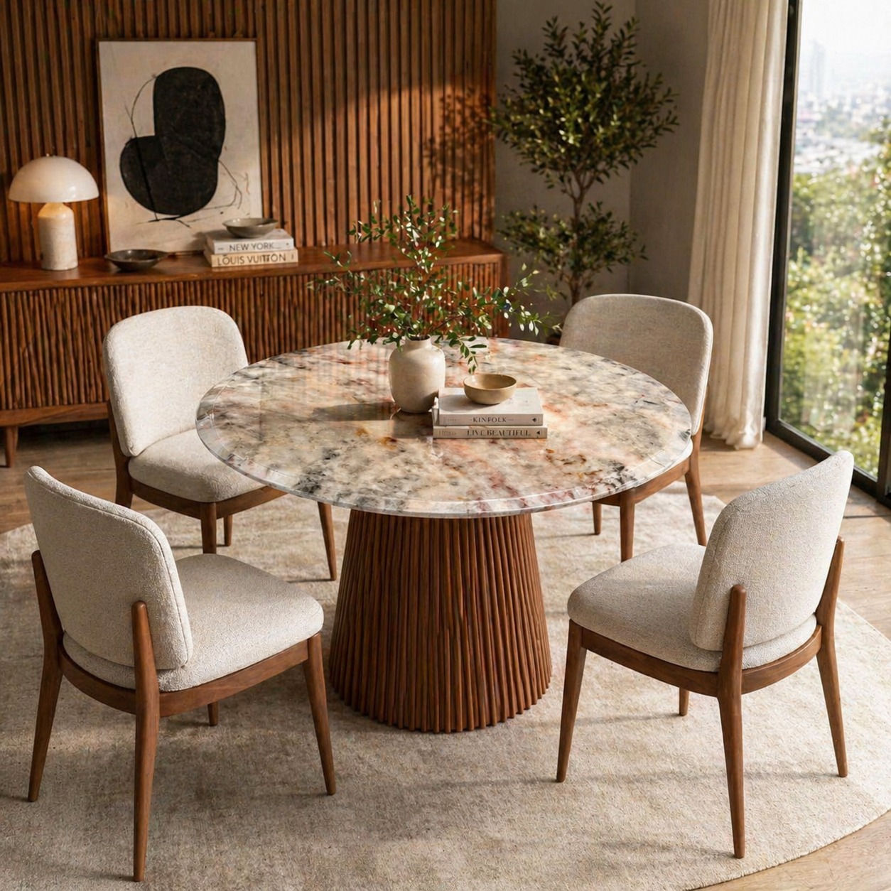 MESA DE COMEDOR DE MADERA CALACATTA GOLD