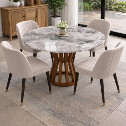 MESA DE COMEDOR DE MARMOL THALES REDONDA 90CM X 18MM