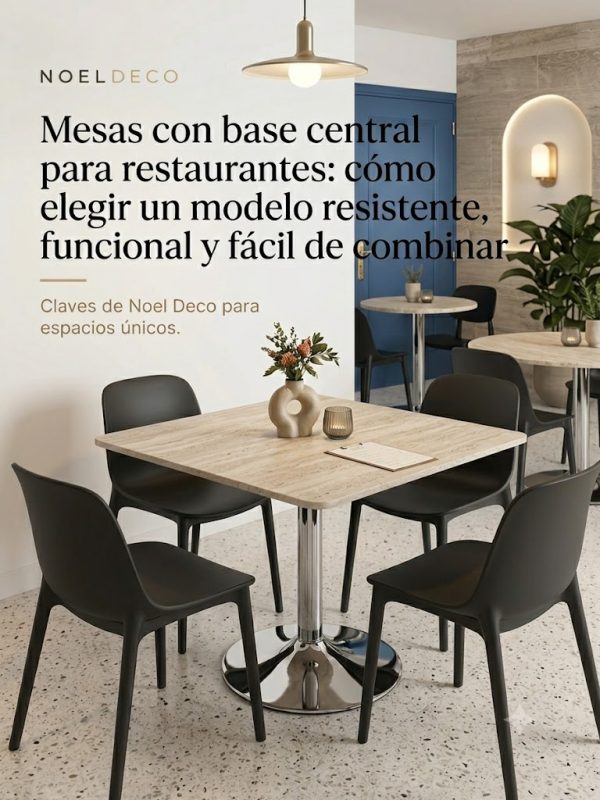 mesas con base central para restaurantes