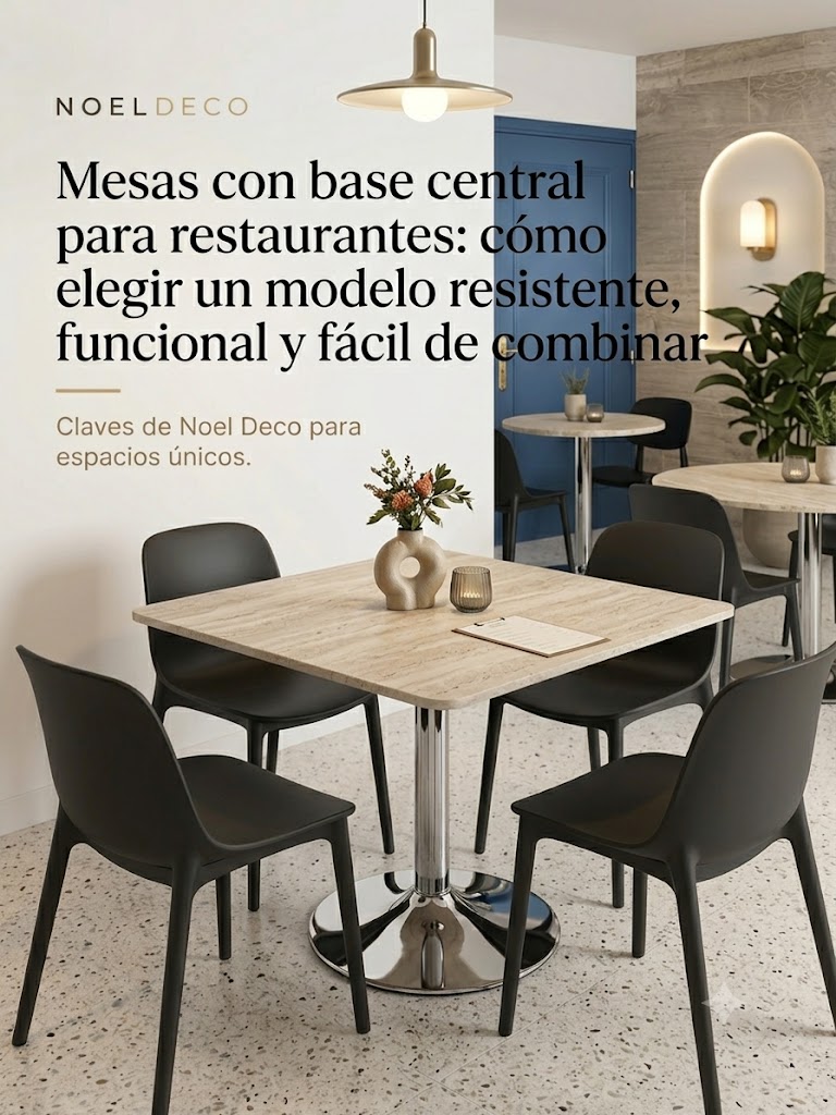 mesas con base central para restaurantes