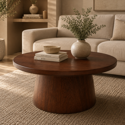 Mesa de Centro Redonda de Madera Tornillo Kaoba 80 cm